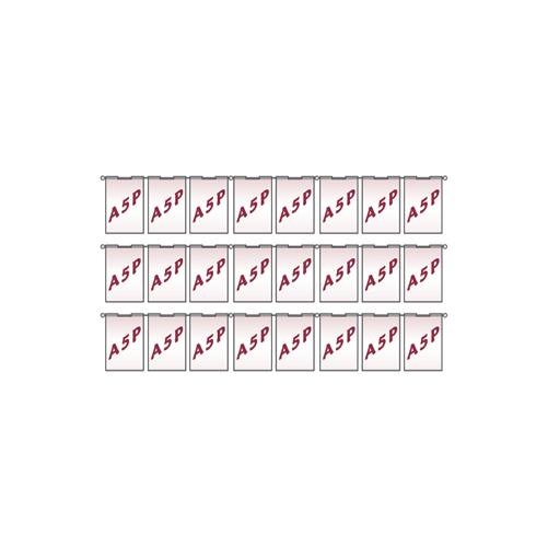 24x A5 portrait hook over poster holders on wall bars